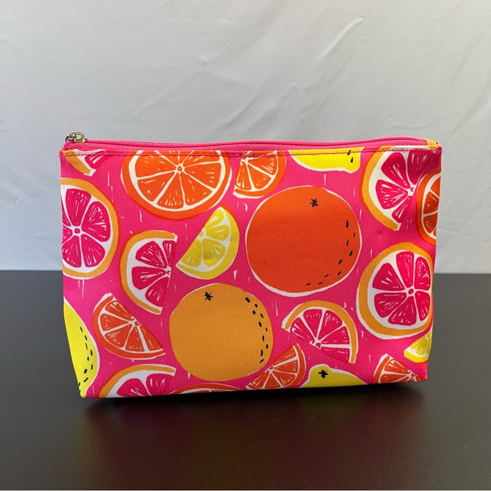 Clinique Colorful Citrus Print Cosmetic Makeup Bag Pouch